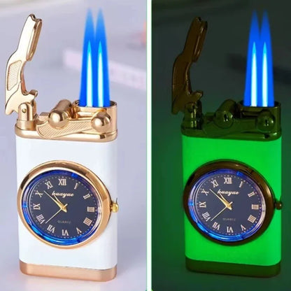 Watch Gas Jet Double Barrel Lighter