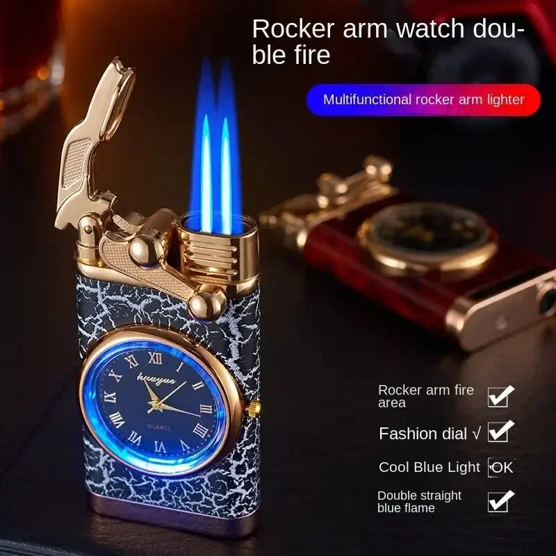 Watch Gas Jet Double Barrel Lighter