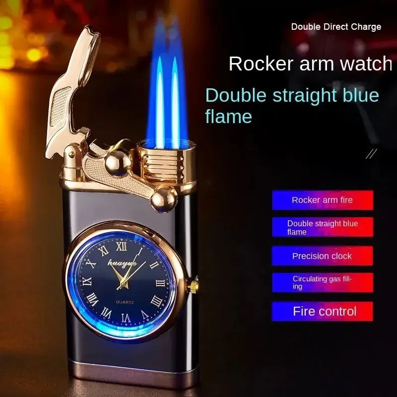 Watch Gas Jet Double Barrel Lighter