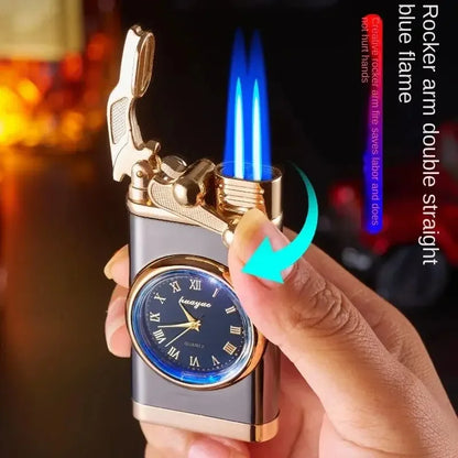 Watch Gas Jet Double Barrel Lighter